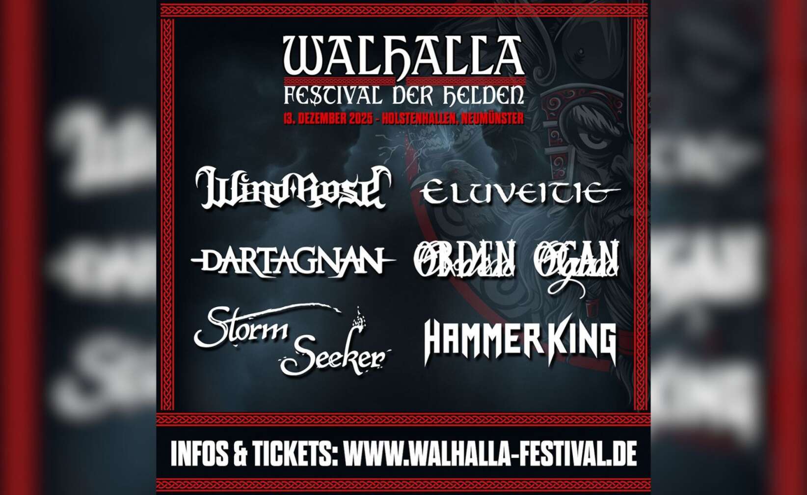 Walhalla Plakat für das Festival am 13.12.2025 mit Wind Rose, Orden Organ, Eluveitie und viele mehr!