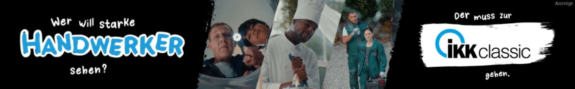 Anzeige von ikkclassic: Wer will starke Handwerker sehen? Der muss zur ikkclassic gehen.