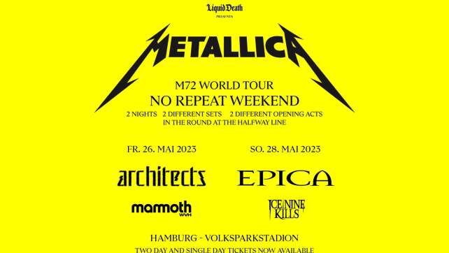Metallica: Epica supporten statt Five Finger Death Punch beim Doppelkonzert in Hamburg