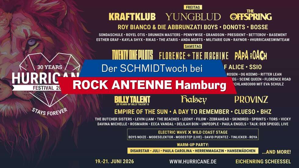 SCHMIDTwoch am 27.05.: Wir schicken euch zum Hurricane Festival!