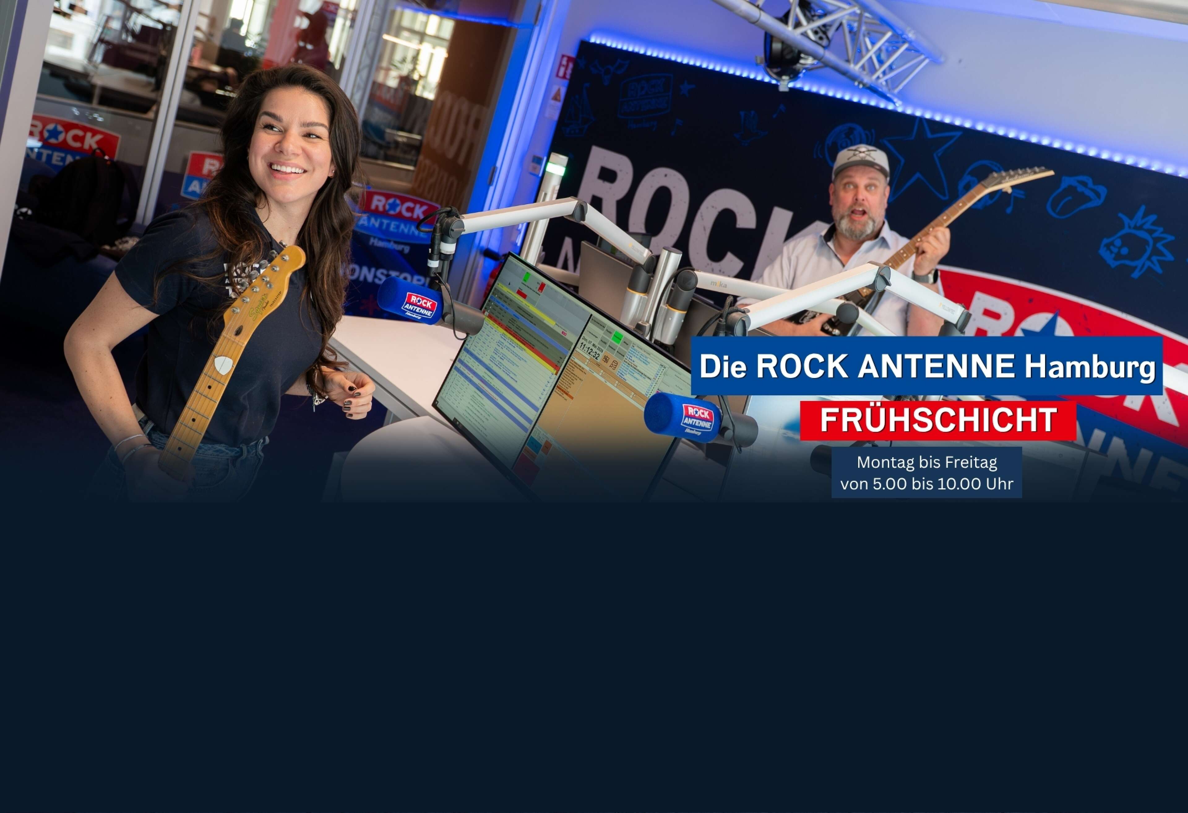 ROCK ANTENNE Hamburg Morningshow: Alex Schmidt und Lilly Roberts im Studio