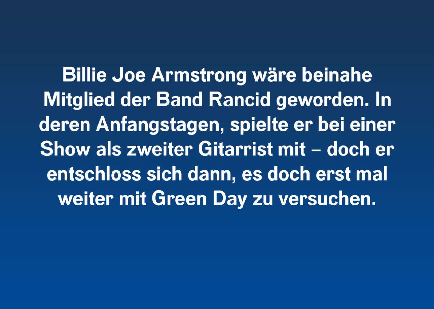 Fakt über Billie Joe Armstrong als Fließtext