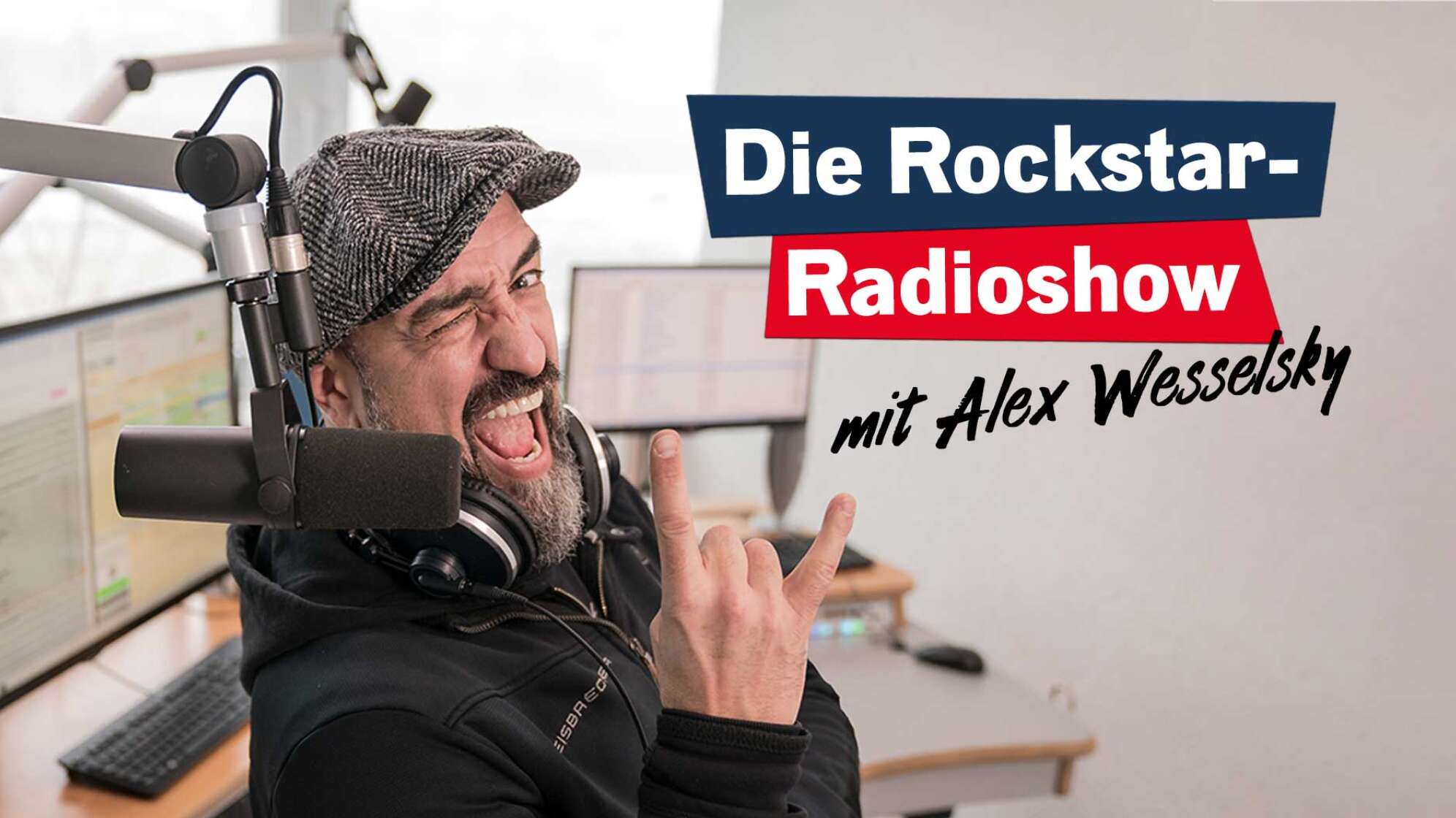 Alex Wesselsky am Mikro bei der Rockstar Radioshow von ROCK ANTENNE