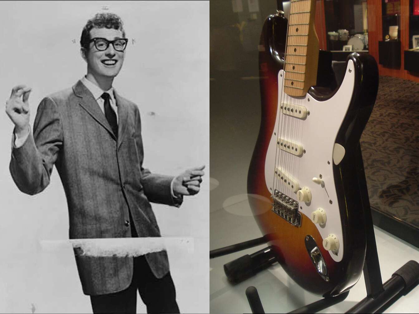 Buddy Holly und eine Fender-Gitarre