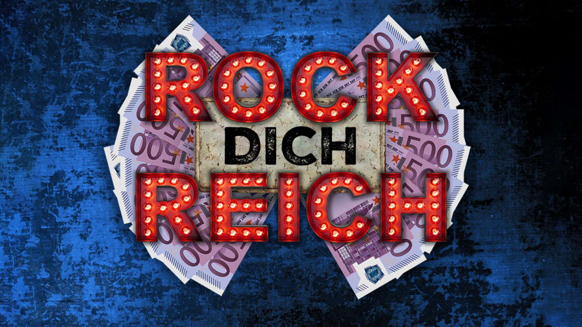 Scheine und der Schriftzug: Rock Dich Reich!