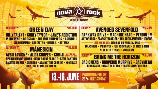 Nova Rock: Diese Bands kommen zum Open Air 2024
