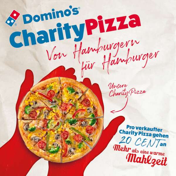 Flyer des Pizza-Lieferservice Domino's mit der Charity Pizza