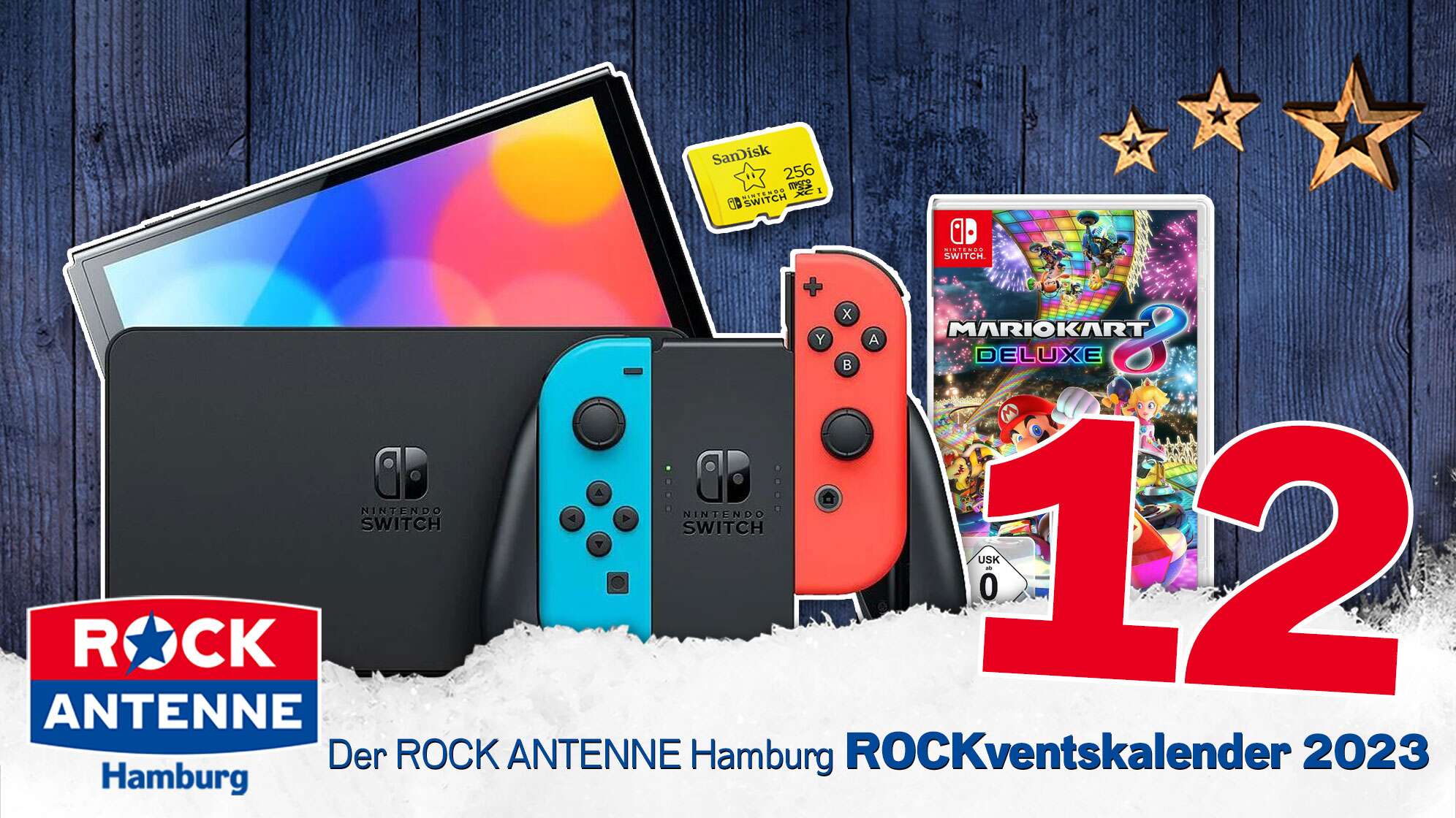 ROCK ANTENNE Hamburg ROCKventskalender Türchen 12: Nintendo Switch XXL Paket mit Mario Kart