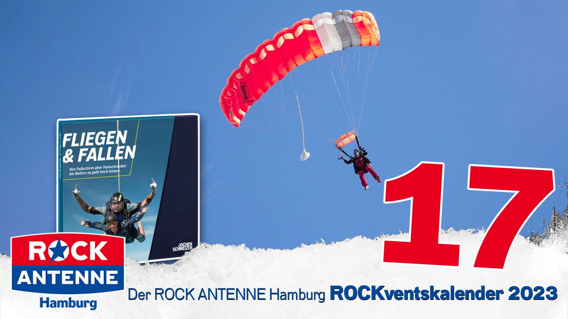 ROCK ANTENNE Hamburg ROCKventskalender Türchen 17: Gutschein für einen Fallschirmsprung oder ein anderes Flugerlebnis für Zwei