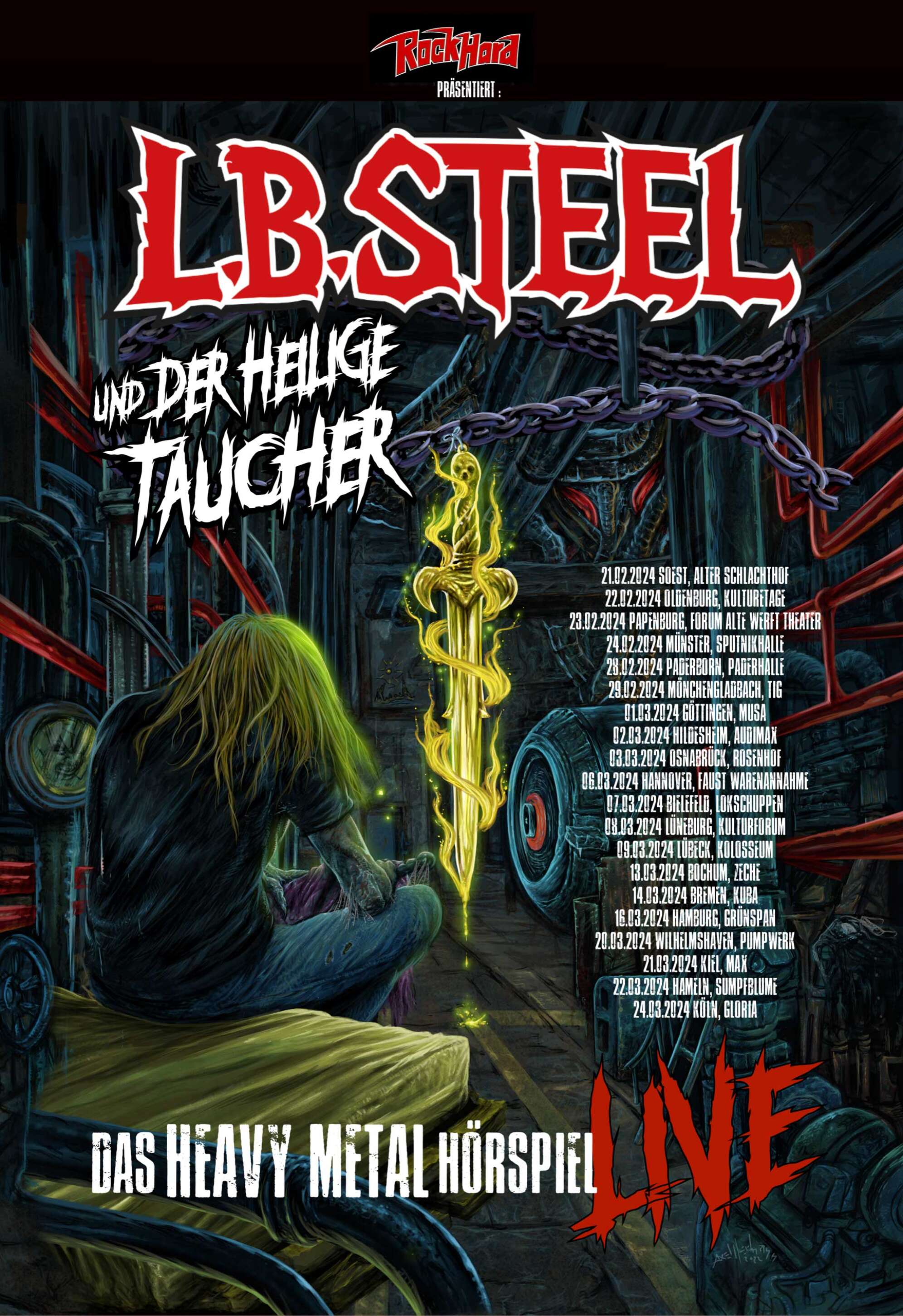 Das Tourplakat von L.B. STEEL im März 2024