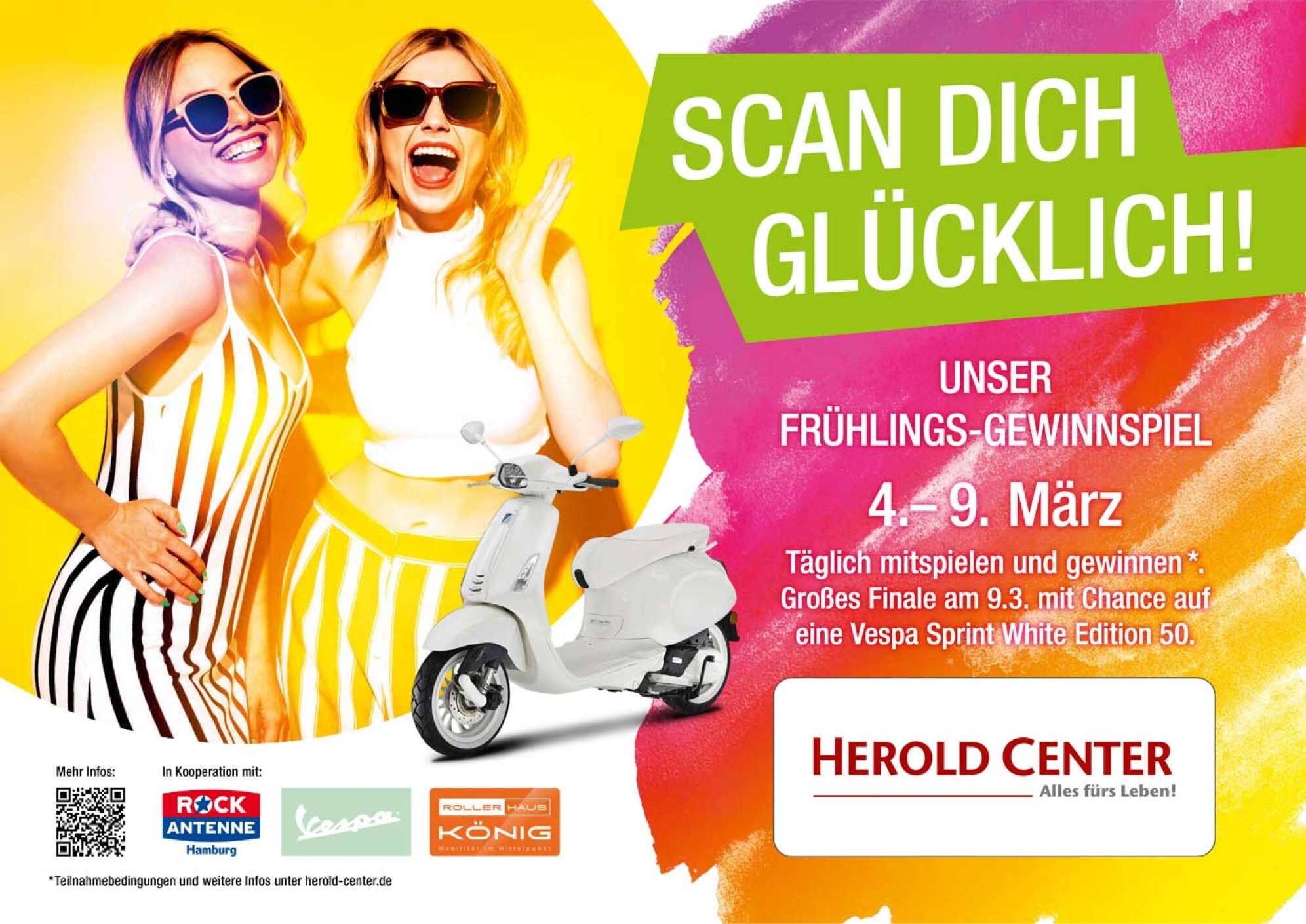 Scan Dich Glücklich! 04. bis 09. März - täglich mitspielen und gewinnen - Finale am 09.03. mit Chance auf eine Vespa Sprint White Edition 50