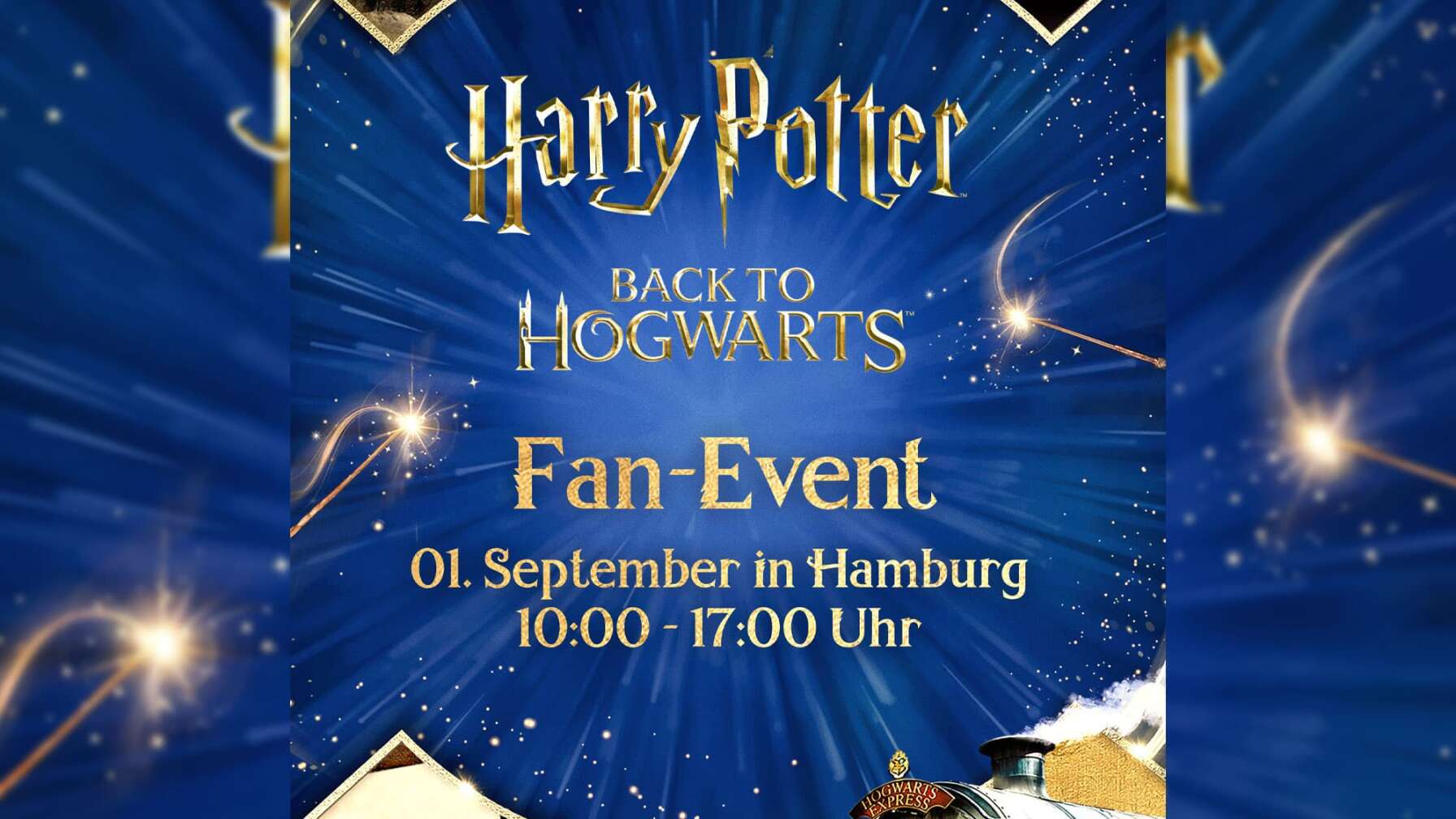 Das Plakat des ersten Harry Potter Fanevents in Hamburg - "Back to Hogwarts" am 01. September auf dem Hamburger Großmarkt
