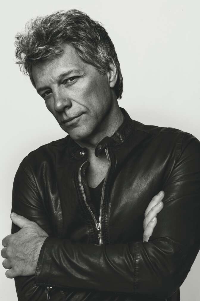 Schwarz-Weiß Portrait von Bon Jovi